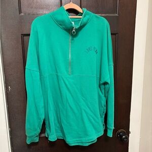 PINK Victoria's Secret Green Half-Zip Sweatshirt